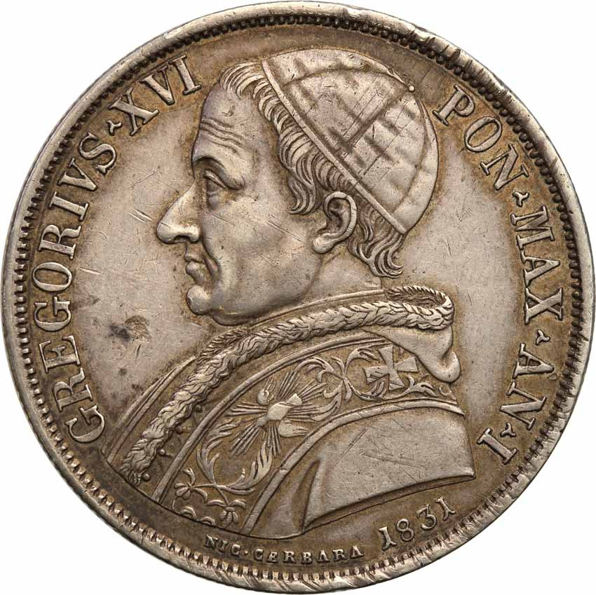 Watykan. Grzegorz XVI 1831-1846. Scudo 1831, Rzym